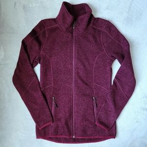 NWOT Dark Purple Champion Knit Zip Up Jacket with Fleece Inside, Size Small